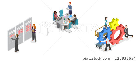 3D Isometric Flat  Illustration of Project Management, Outsourcing 126935654