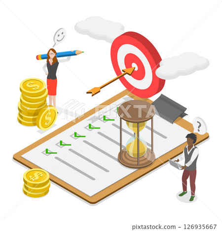 3D Isometric Flat Illustration of Financial Targets, Aspiration and Motivation 3D Isometric Flat Illustration of Financial Targets, Aspiration and Motivation 126935667