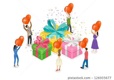 3D Isometric Flat Illustration of Online Shopping Bonus, Earning Rewards, Incentives Strategy 3D Isometric Flat Illustration of Online Shopping Bonus, Earning Rewards, Incentives Strategy 126935677