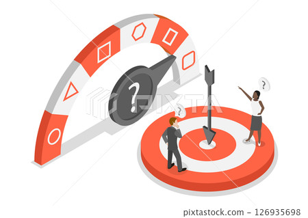 3D Isometric Flat  Illustration of Choosing Of Alternatives, Decision-Making Process, Evaluating Options And Alternatives For Business Team Selection 126935698