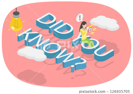 3D Isometric Flat  Illustration of Did You Know, Interesting Facts 126935705