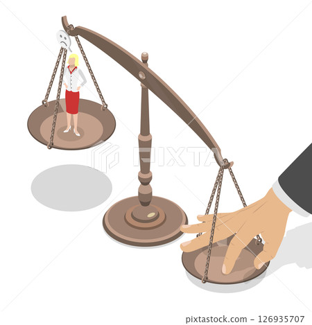 3D Isometric Flat  Illustration of Unfair Advantage, Political Corruption 126935707