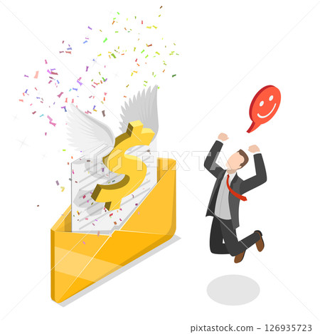 3D Isometric Flat Illustration of Salary Raise, Unexpected Financial Gains 3D Isometric Flat Illustration of Salary Raise, Unexpected Financial Gains 126935723