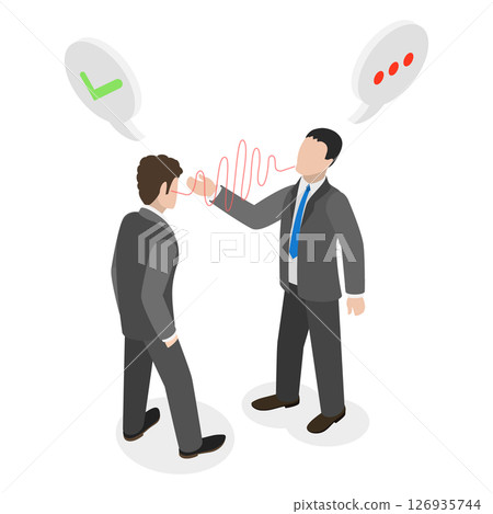 3D Isometric Flat  Illustration of Reflection And Concentration, Listening Skill 126935744