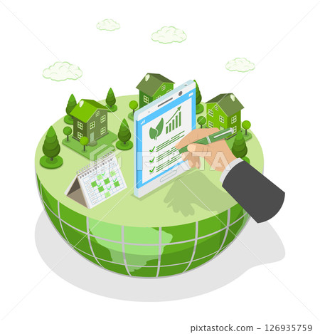 3D Isometric Flat  Illustration of Sustainability and ESG, Environment, Social, Governance 126935759