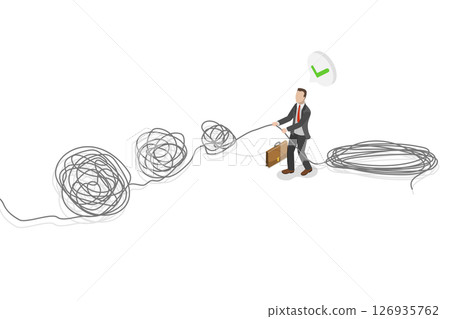 3D Isometric Flat Illustration of Problems Solution, Simplification Process 3D Isometric Flat Illustration of Problems Solution, Simplification Process 126935762