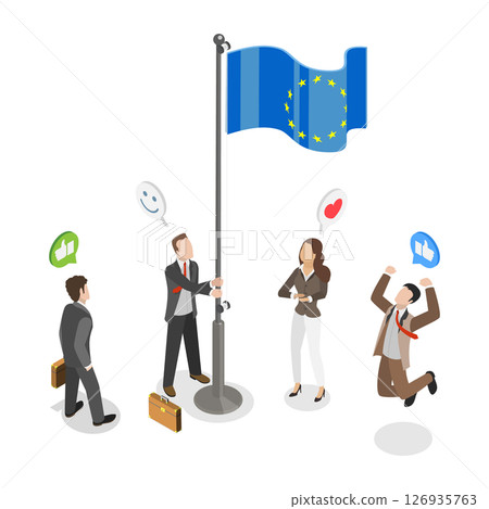 3D Isometric Flat Illustration of European Union, Economy Development 3D Isometric Flat Illustration of European Union, Economy Development 126935763
