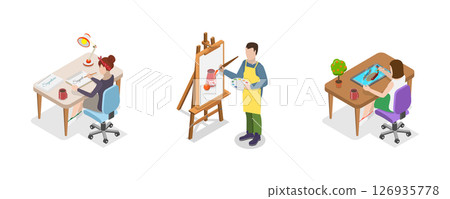 3D Isometric Flat Illustration of Creativity Development , Gain Knowledge and Skills 3D Isometric Flat Illustration of Creativity Development , Gain Knowledge and Skills 126935778