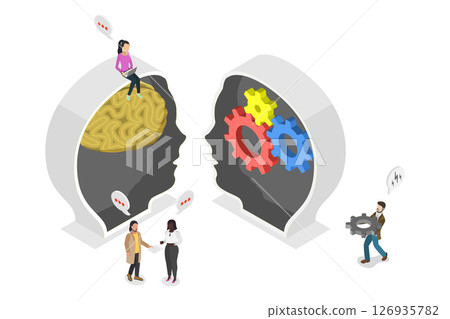 3D Isometric Flat  Illustration of Communication and Interaction, Concept Of Linguistics 3D Isometric Flat  Illustration of Communication and Interaction, Concept Of Linguistics 126935782