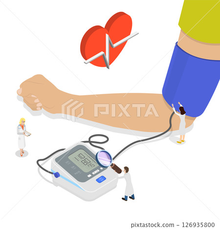 3D Isometric Flat Illustration of Measuring Blood Pleasure, Medical Equipment 3D Isometric Flat Illustration of Measuring Blood Pleasure, Medical Equipment 126935800