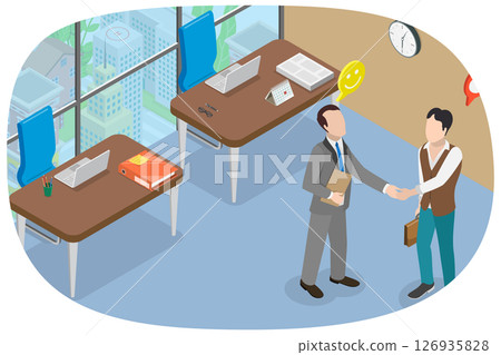 3D Isometric Flat Illustration of Job Offer, A Person Obtaining Employment 3D Isometric Flat Illustration of Job Offer, A Person Obtaining Employment 126935828