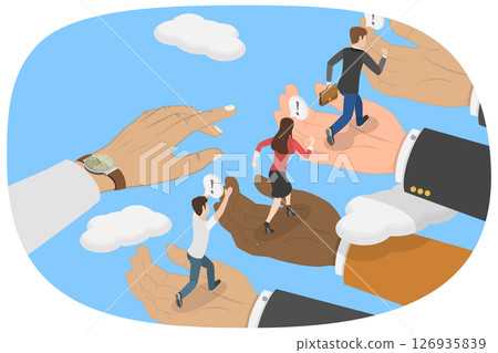 3D Isometric Flat  Illustration of Path to Success, Strategic Growth Plan For Leadership And Career Path Advancement 126935839