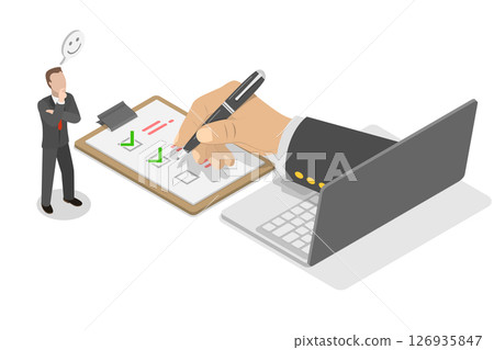 3D Isometric Flat Illustration of Survey Form, Online Application 3D Isometric Flat Illustration of Survey Form, Online Application 126935847