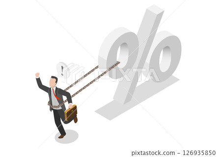 3D Isometric Flat  Illustration of Rising Rates Increase, Inflation Increases the Price of Consumer Goods 126935850