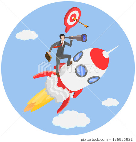 3D Isometric Flat Illustration of New Business Strategy, Goal Achievement 3D Isometric Flat Illustration of New Business Strategy, Goal Achievement 126935921