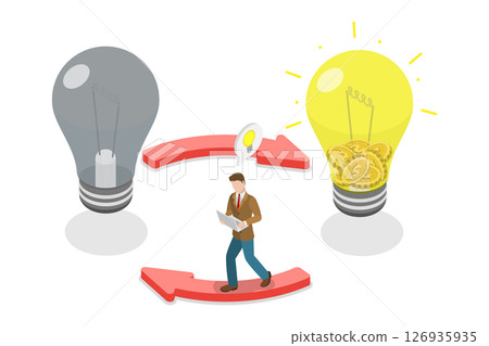 3D Isometric Flat Illustration of Sharing Knowledge, Exchange Ideas and Brainstorming 3D Isometric Flat Illustration of Sharing Knowledge, Exchange Ideas and Brainstorming 126935935