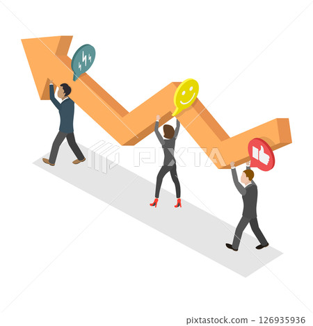 3D Isometric Flat  Illustration of Business Development and Progress , Company Profit Increase 126935936