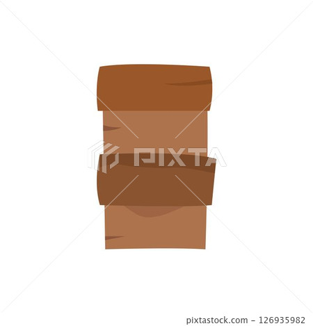 Stacked cartoon wooden planks, vertical rustic sign design, brown boards, isolated vector art 126935982