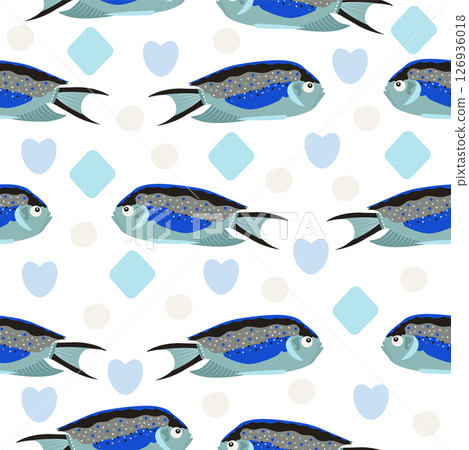 Angelfish, bright colorful seamless pattern 126936018