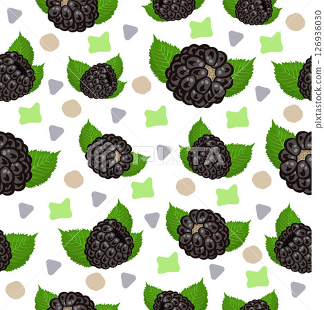 Blackberry pattern with colorful abstract spots, colorful seamless pattern Blackberry pattern with colorful abstract spots, colorful seamless pattern 126936030