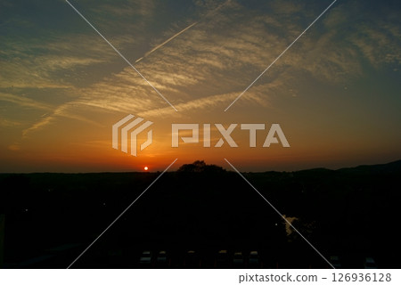 Spectacular sunset cloud panorama 126936128