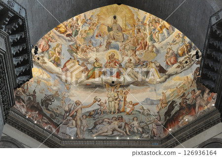 Italy, Florence, Duomo, Cupola ceiling fresco, Last Judgment Italy, Florence, Duomo, Cupola ceiling fresco, Last Judgment 126936164