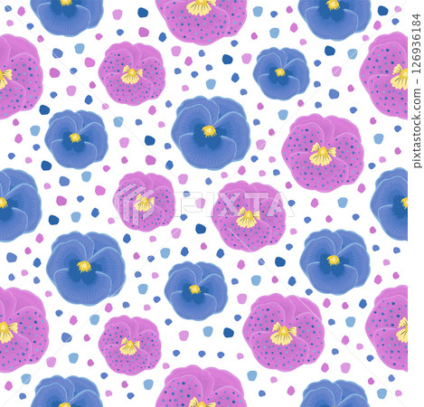 Blue and pink pansies, seamless pattern Blue and pink pansies, seamless pattern 126936184