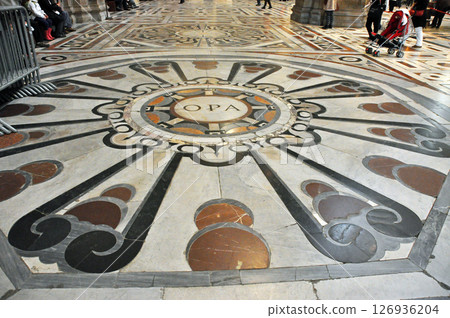 Italy, Florence, Duomo, marble floor fresco Italy, Florence, Duomo, marble floor fresco 126936204