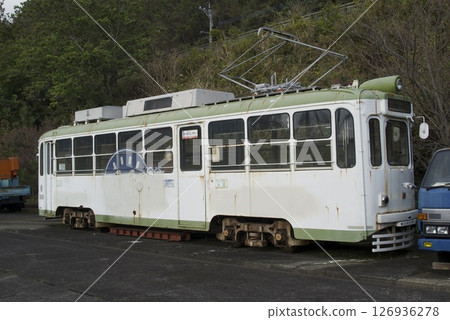 Abandoned white retro train Abandoned white retro train 126936278