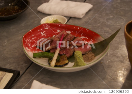 Softly cooked Wagyu steak 126936293