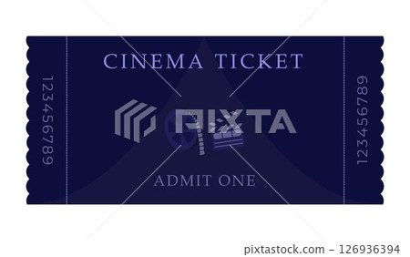 Cinema ticket, illustration in blue colors Cinema ticket, illustration in blue colors 126936394