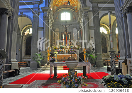 Central altar of the chapel of Santa Felicita Church, Florence, Italy Central altar of the chapel of Santa Felicita Church, Florence, Italy 126936418