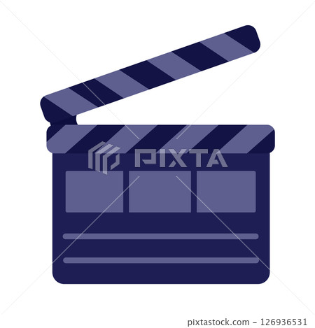 Clapperboard for making movies, illustration in blue shades 126936531