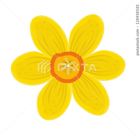 Single bright yellow daffodil, colorful illustration Single bright yellow daffodil, colorful illustration 126936585