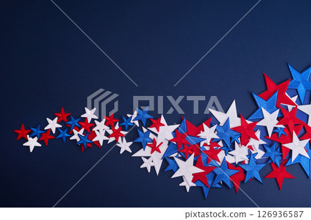Patriotic Stars. Scattered red, white, and blue stars 126936587