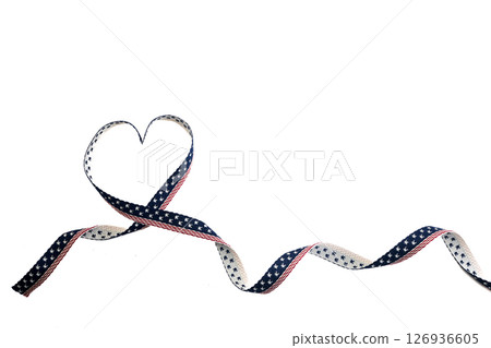 Ribbon Heart. A heart shape formed by a patriotic ribbon 126936605