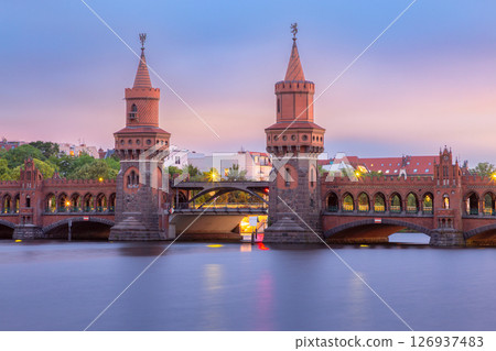 Oberbaum Bridge at sunset in Berlin Germany Oberbaum Bridge at sunset in Berlin Germany 126937483