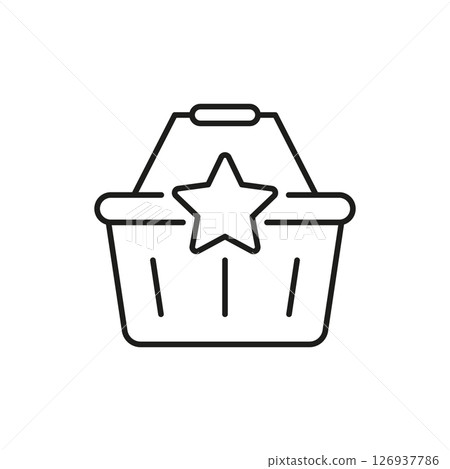 Shopping Basket With Star Line Icon. Premium Product Selection And Featured Items Outline Symbol. E-Commerce And Retail Highlight. Editable Stroke. Isolated Vector Illustration Shopping Basket With Star Line Icon. Premium Product Selection And Featured Items Outline Symbol. E-Commerce And Retail Highlight. Editable Stroke. Isolated Vector Illustration 126937786