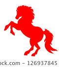 Illustration of a red prancing horse 126937845
