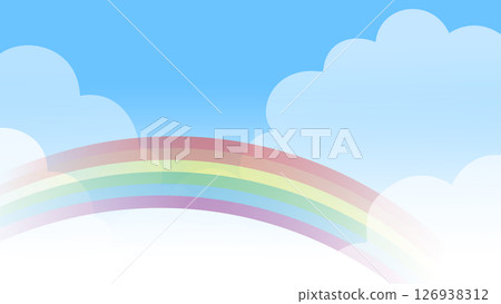 天空和彩虹背景清爽明亮的夏天向量插圖 BG 126938312