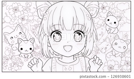 可愛的女孩繪本 126938601