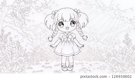 可愛的女孩繪本 126938602