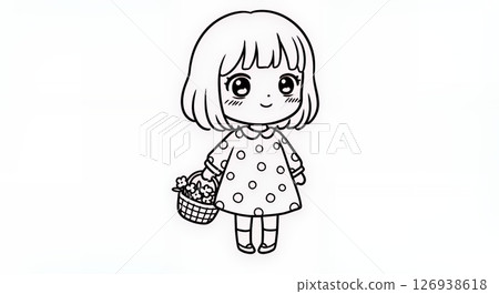 Cute girl coloring book Cute girl coloring book 126938618