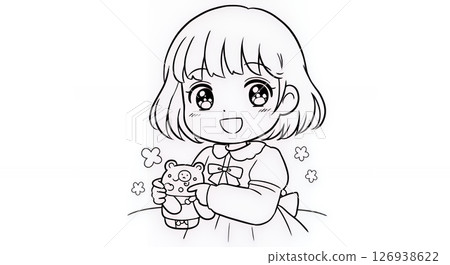 Cute girl coloring book Cute girl coloring book 126938622