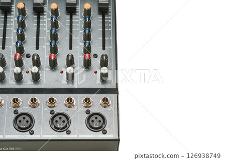 Mixing console for controlling volume,frequencies of musical instruments 126938749