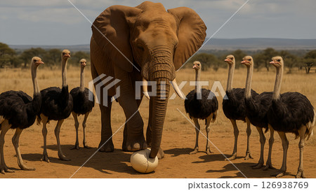 鴕鳥生活中的大象的一天 鴕鳥生活中的大象的一天 126938769