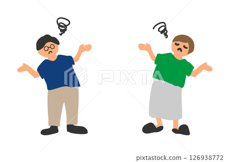 Illustration of a troubled man and woman who are at their wits' end Illustration of a troubled man and woman who are at their wits' end 126938772