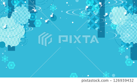 Sky blue, goldfish Japanese style background 126939432