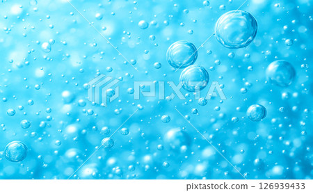 Underwater image background with floating bubbles (AI generated) 126939433