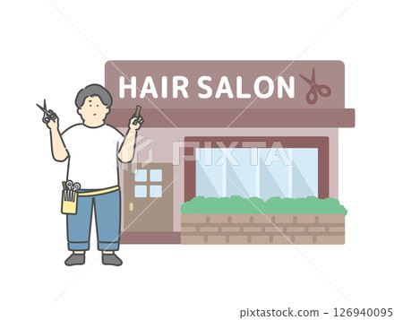 美髮師美容院美髮沙龍建築插圖 126940095